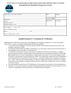 New York State Pollutant Discharge Elimination System Construction Form