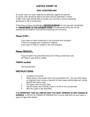 Civil Counterclaim Form