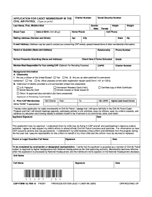 Civil Air Patrol Cadet Membership Application