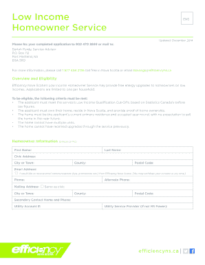Low Income Homeowner Service Application