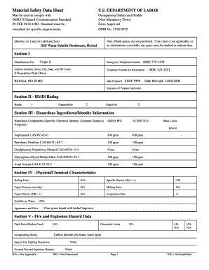 Material Safety Data Sheet