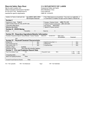 Material Safety Data Sheet