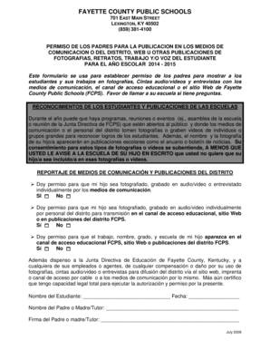 PERMISO DE LOS PADRES PARA LA PUBLICACION EN LOS MEDIOS DE COMUNICACION