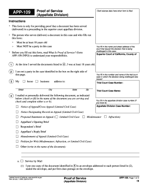 California Proof of Service Form APP-109