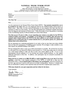 Late Effects Study Adult Consent Form