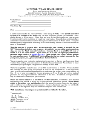 Late Effects Study Adult Consent Form
