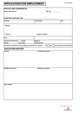UK Employment Application Form