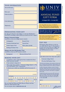 University College Oxford Donation Form