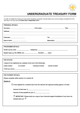 Undergraduate Treasury Form
