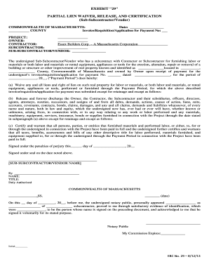 Partial Lien Waiver Release Certification