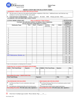 Medication Reconciliation Form