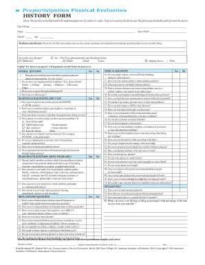 Preparticipation Physical Evaluation Form