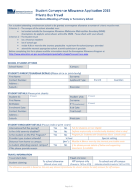 Student Conveyance Allowance Application
