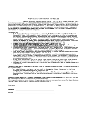 Photo consent and release form - Photo Release Consent Form - The Naderi Center, Rhinoplasty ...