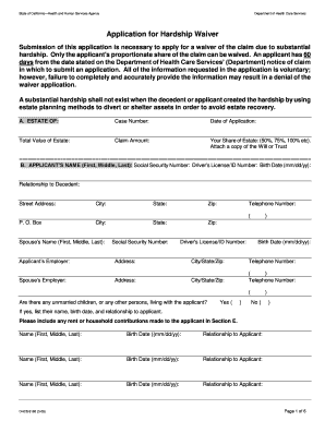 California Hardship Waiver Application