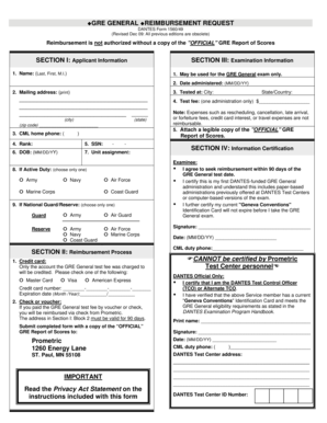 GRE General Reimbursement Request Form