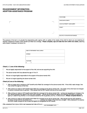 California Adoption Assistance Program Reassessment Form