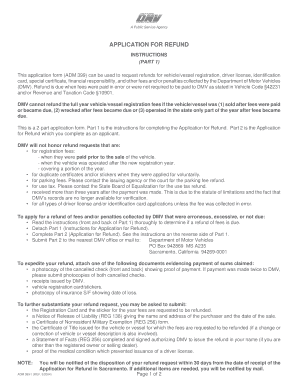 California DMV Application for Refund