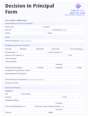 Decision In Principal Mortgage Application Form