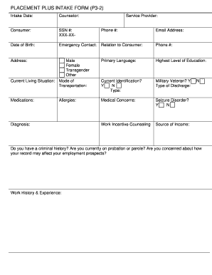 Placement Plus Intake Form