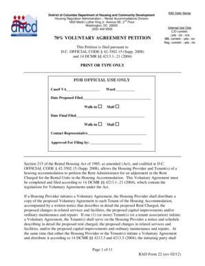RAD Form 22 Voluntary Agreement Petition