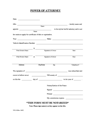 Power of Attorney for Vehicle Title