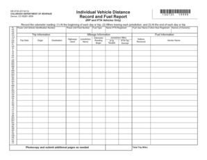 Colorado Individual Vehicle Distance Record and Fuel Report
