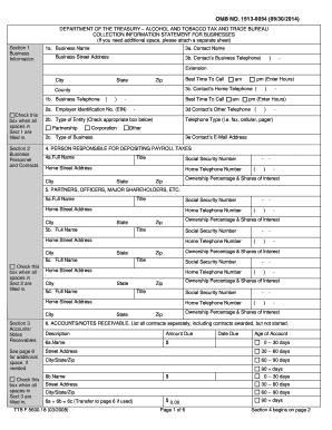 TTB Collection Information Statement for Businesses