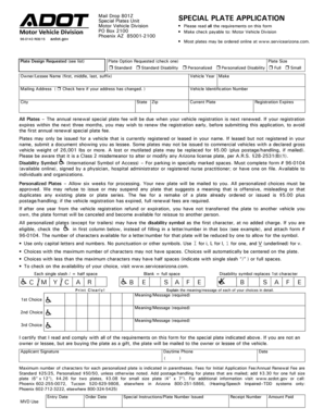 Arizona Special Plate Application