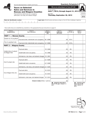 New York Quarterly Schedule A Sales Tax Form
