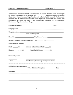 Contractor Proposal Form