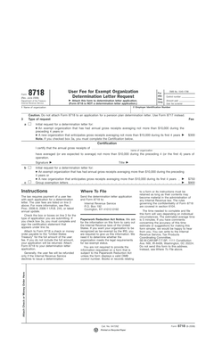 IRS Form 8718 User Fee for Exempt Organization