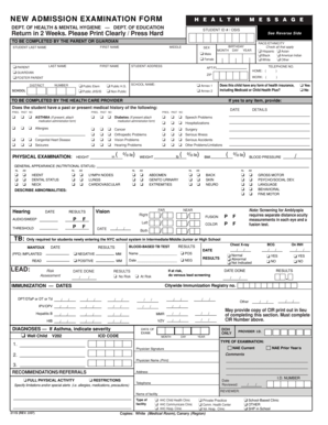 New Admission Examination Form