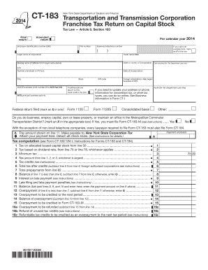 New York State Franchise Tax Return on Capital Stock