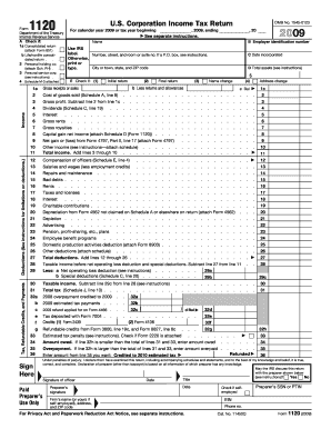 US Corporation Income Tax Return Form 1120