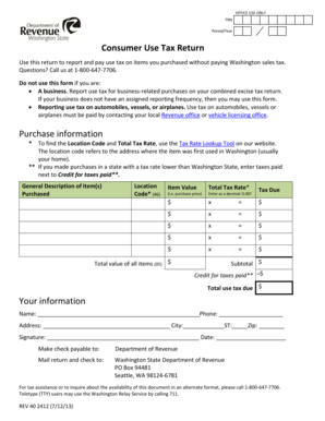 Washington Consumer Use Tax Return