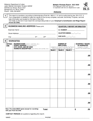Alabama Multiple Worksite Report BLS 3020