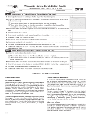 Wisconsin Historic Rehabilitation Credits Form