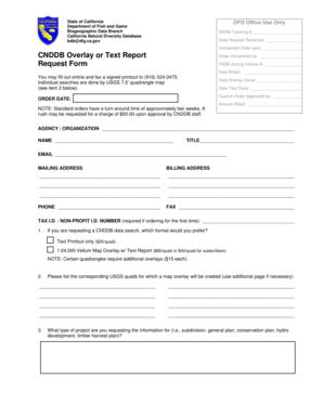 California Natural Diversity Database Request Form
