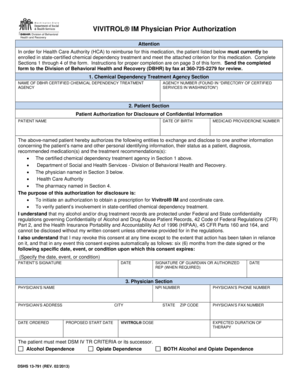 Vivitrol IM Physician Prior Authorization Form