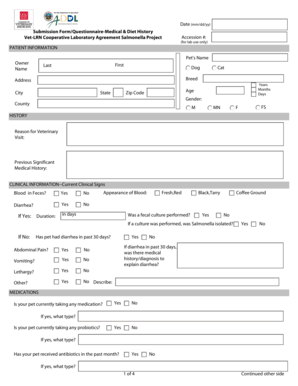 Vet-LRN Salmonella Project Submission Form