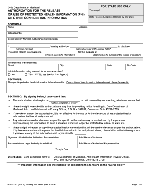 Ohio Medicaid Authorization for Release of Protected Health Information