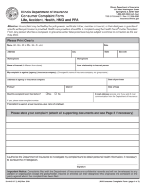 Illinois Insurance Consumer Complaint Form