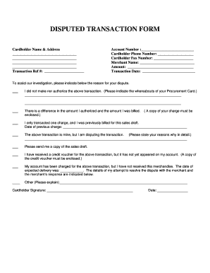 Disputed Transaction Form