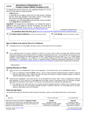 California LLC-6 Amendment Form