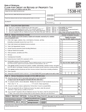 Oklahoma Property Tax Credit or Refund Claim