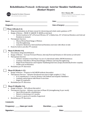 Rehabilitation Protocol for Arthroscopic Anterior Shoulder Stabilization