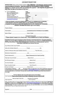 City of Miramar Lien Inquiry Request Form