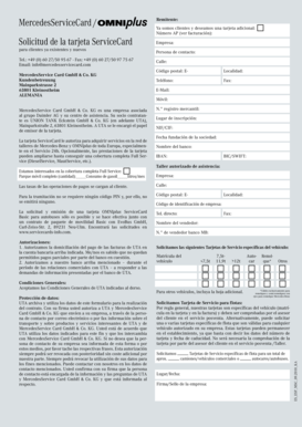 Solicitud de la tarjeta ServiceCard Empresa