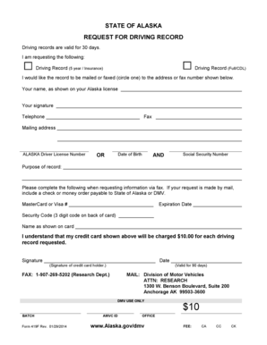 Alaska Driving Record Request Form